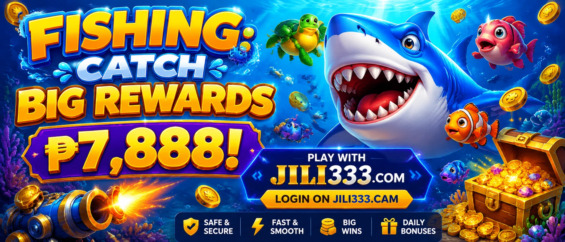 Fishing game action on a mobile-friendly screen with bright targets and cannon controls